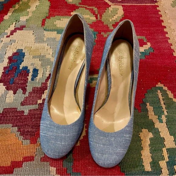 Kelly & Katie Blue Denim & Wood Heels, sz 8 1/2 - Picture 4 of 6